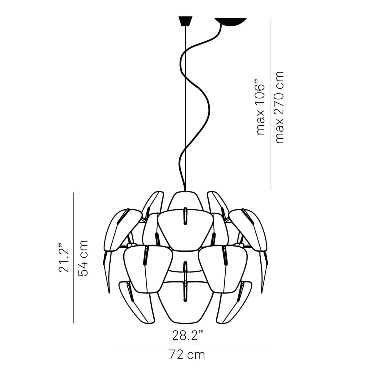 Luceplan Hope Sospensione, Ø: 72 cm, Maßzeichnung
