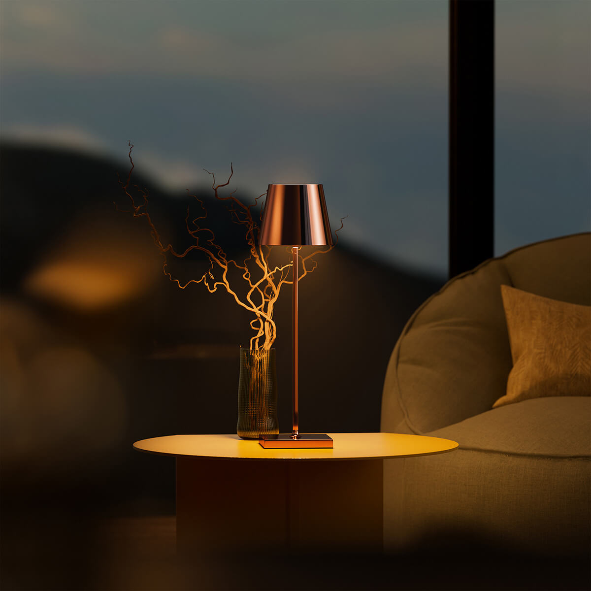 Sigor Nuindie LED Akkuleuchte, Flex-Mood, kupferfarben eloxiert