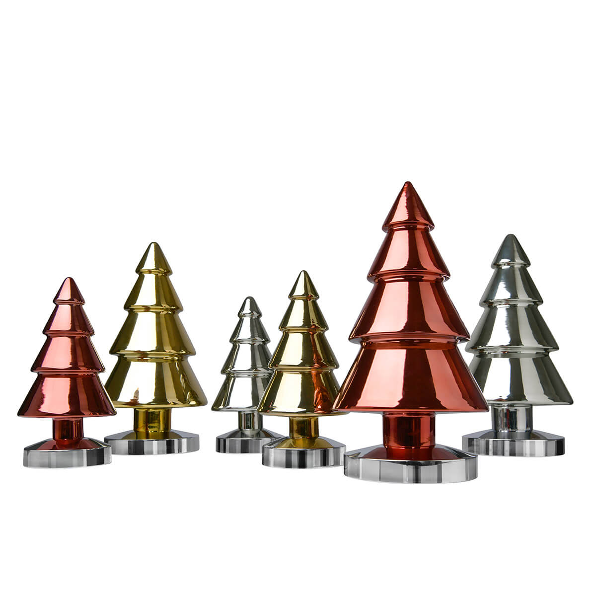 Sompex Winterlight LED Dekoleuchte, Höhe: 26 cm und Höhe: 34 cm, rot, Gold und Chrom (ausgeschaltet)