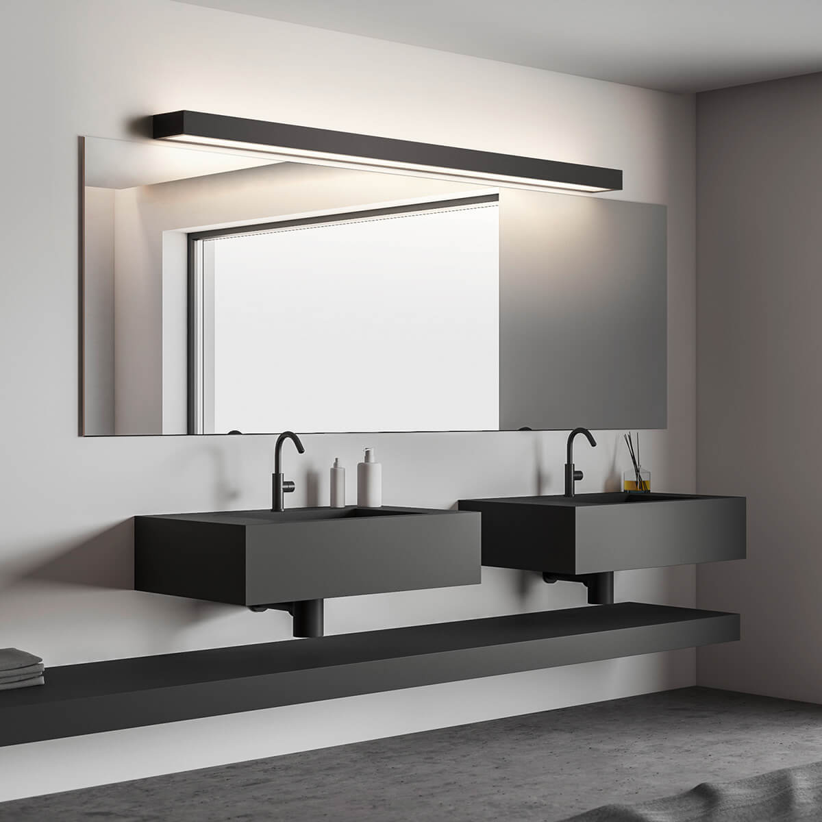 Helestra Theia LED Wandleuchte, Länge: 120 cm, schwarz matt