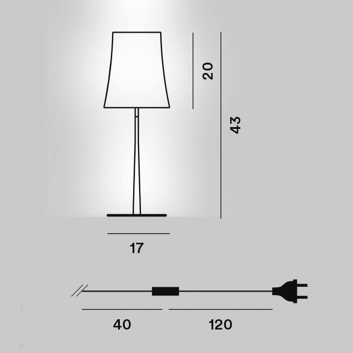 Foscarini Birdie Easy Tavolo, Maßzeichnung