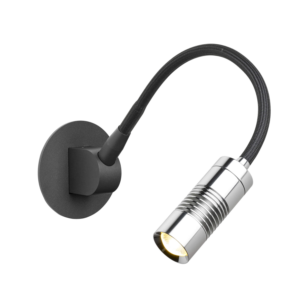 Oligo A Little Bit LED Wandeinbauleuchte, schwarz matt, Kopf: Chrom