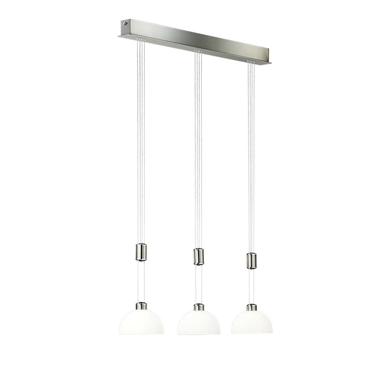 B+M Leuchten Moon II LED Pendelleuchte, 3-flg., Nickel matt / Chrom