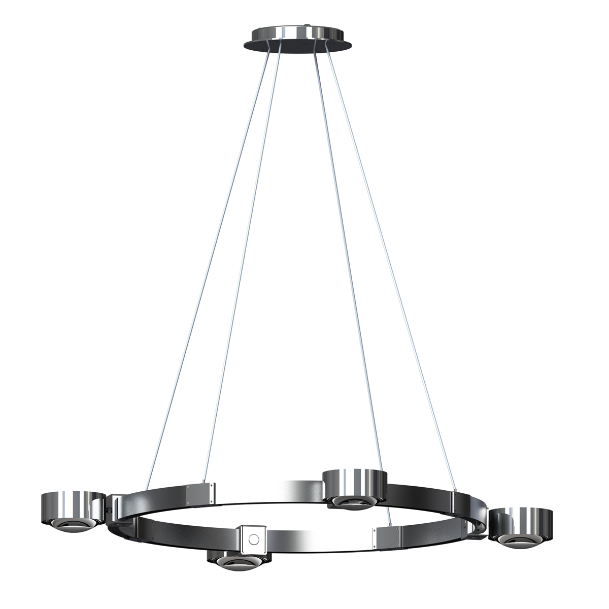 Top Light Puk Maxx Crown LED M Pendelleuchte, Chrom, ausgestattet mit Glas satiniert / Linse klar Puk Maxx Crown LED M Pendelleuchte, Gehäuse, Abverkaufsware