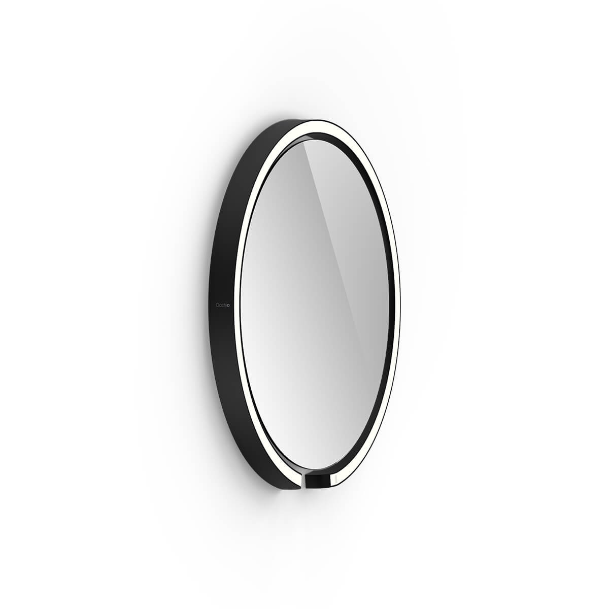 Occhio Mito sfera 40 wide Wand- / Spiegelleuchte, Spiegel klar, schwarz matt
