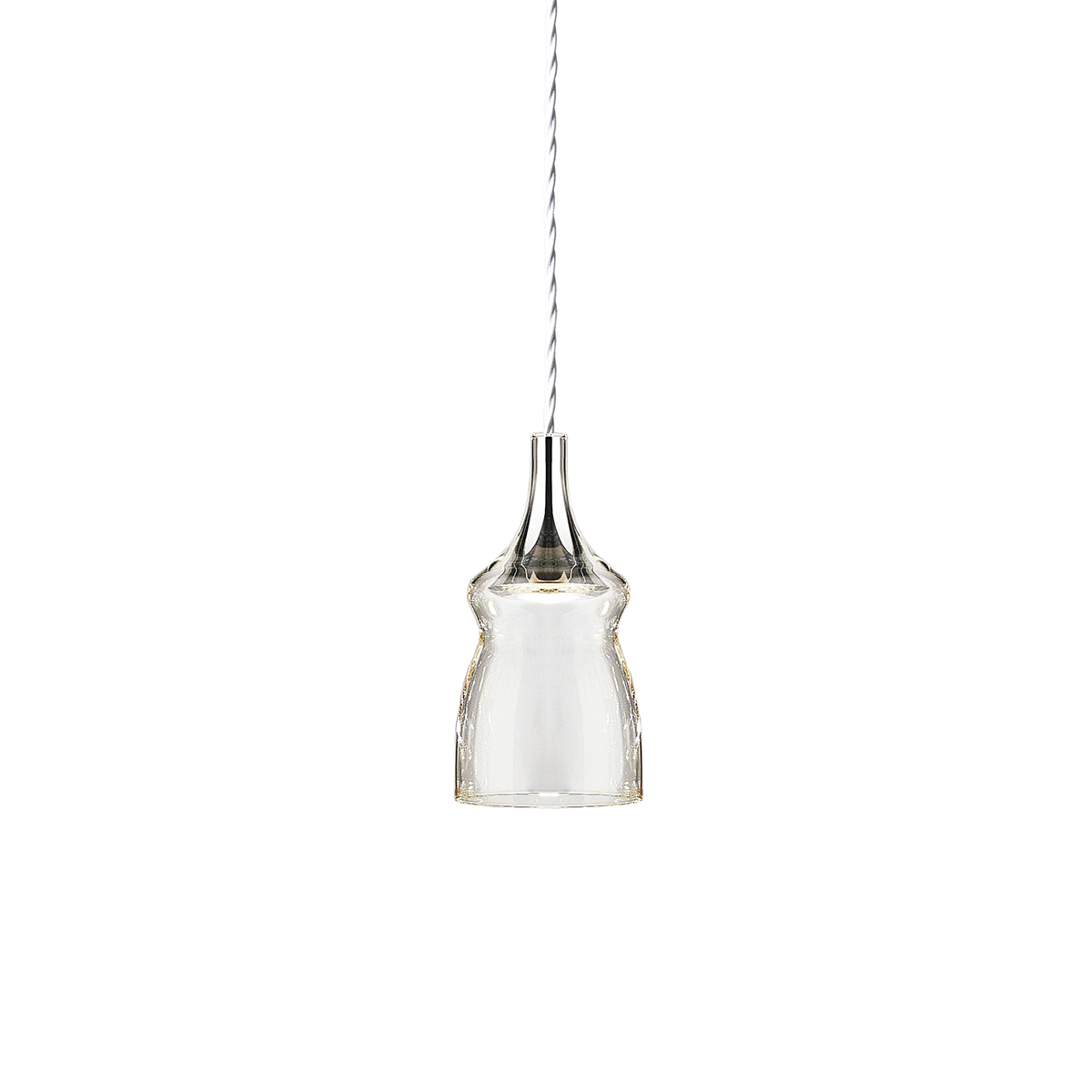 Lodes Nostalgia Glas Small Pendelleuchte 1-flg. Chrom - Kristallglas