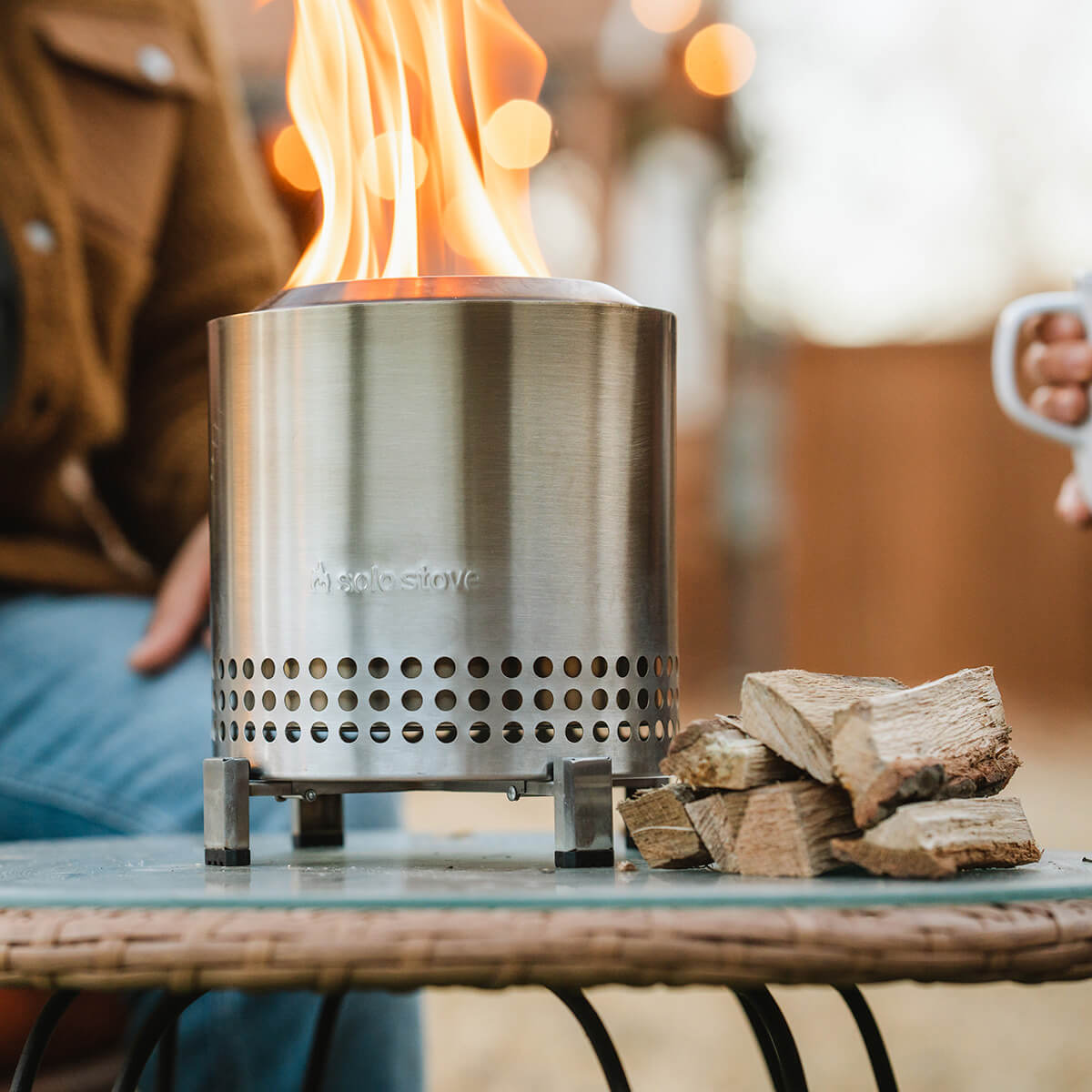 Solo Stove Mesa XL Tischfeuer & Tischkamin, Sorglos-Paket, Edelstahl