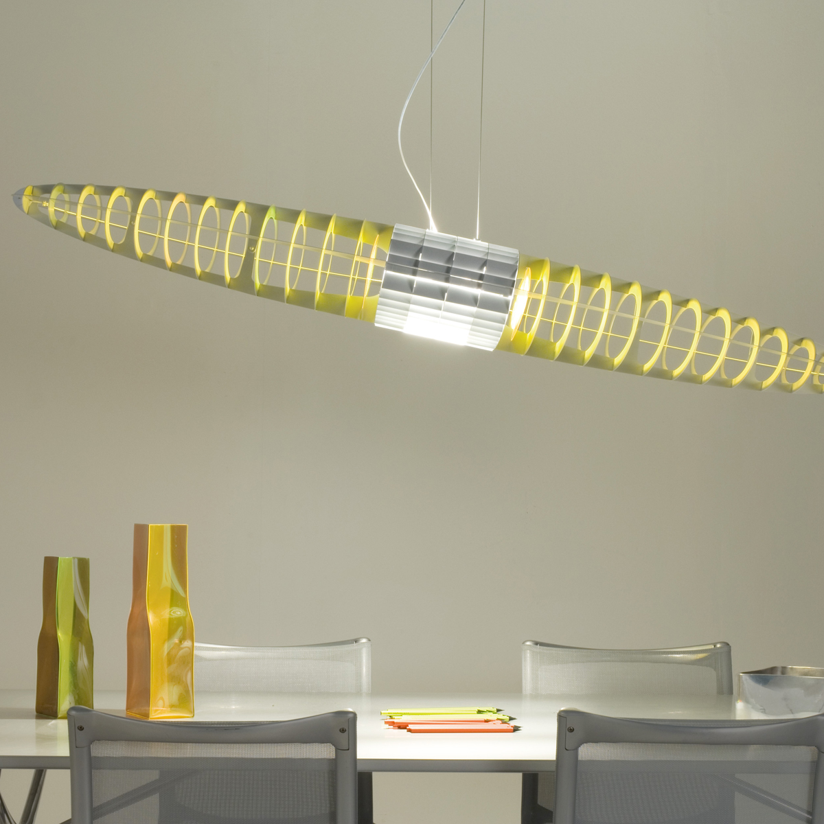 Luceplan Titania Sospensione, Aluminium, Farbfilter gelb