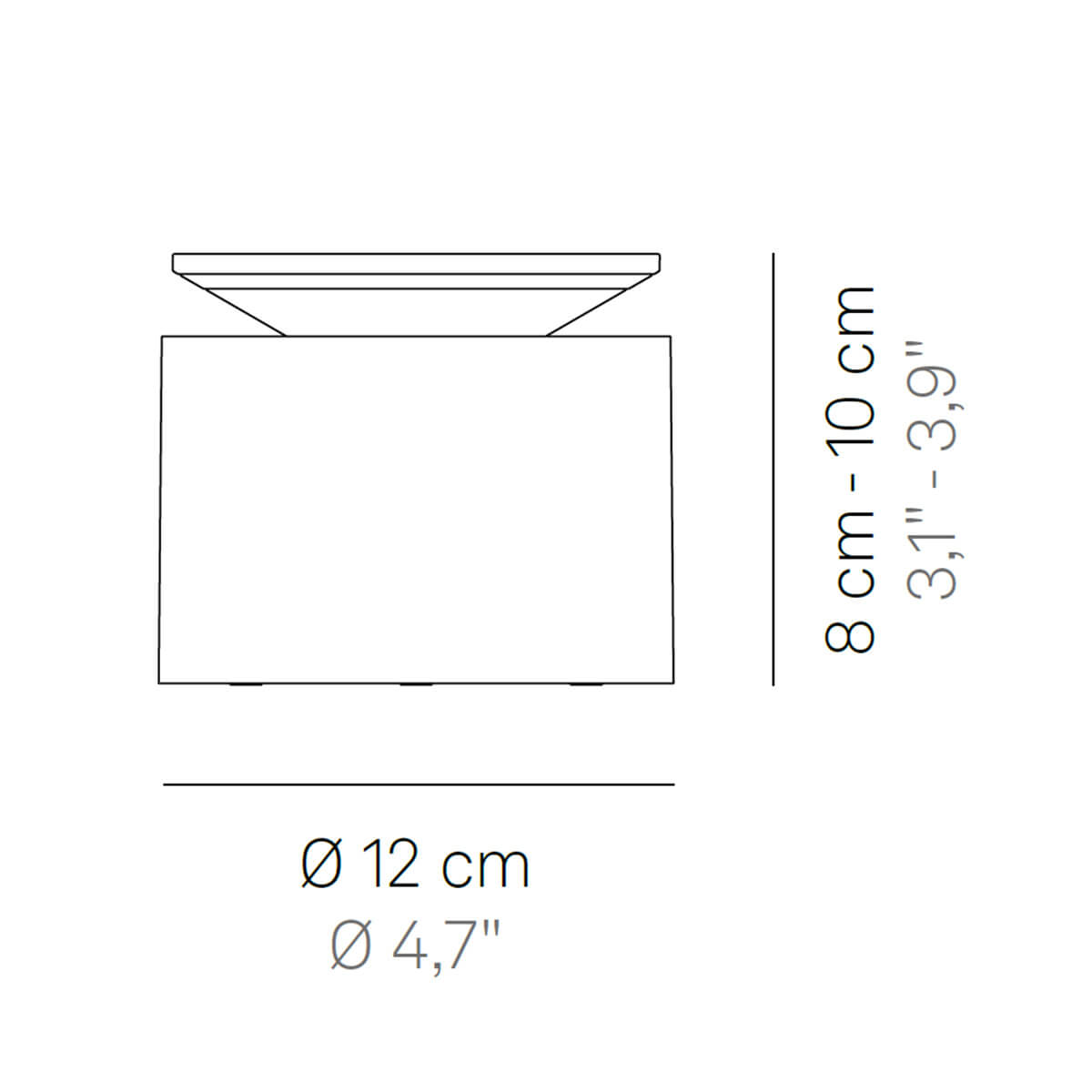Zafferano AiLati Push-up Pro LED Akkuleuchte, Maßzeichnung