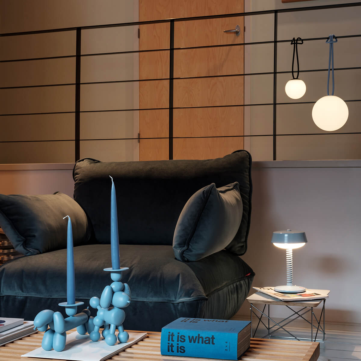 Fatboy Bolleke Mini la Surprise LED Akku-Pendelleuchte und Bolleke LED Akku-Pendelleuchte, Wave blue (hellblau)