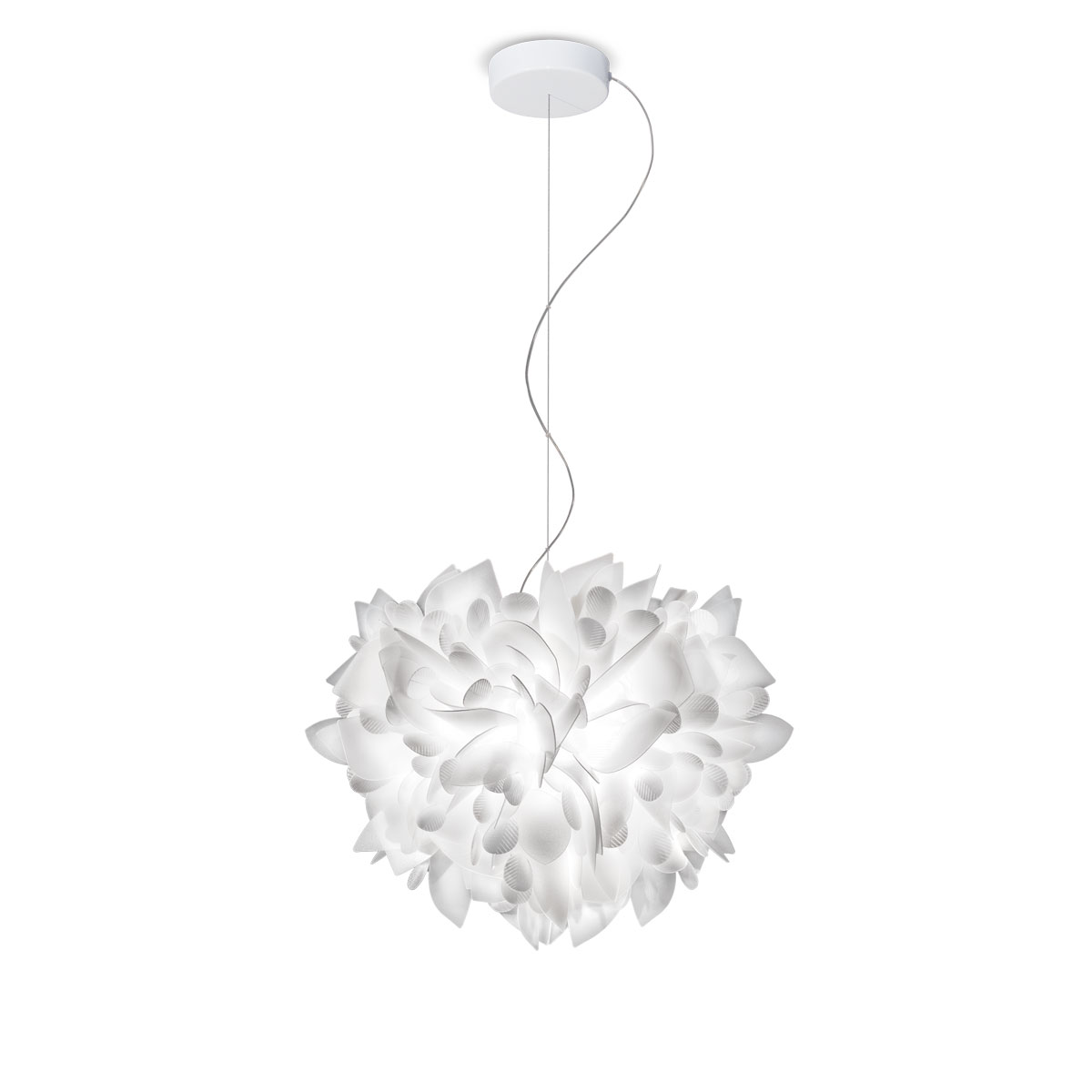 Slamp Veli Foliage Suspension, Textilkabel: transparent, weiß gemustert