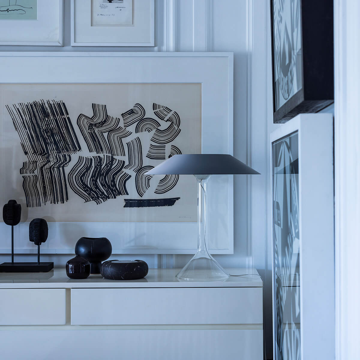 Foscarini Chapeaux M LED Tavolo, grigio (grau) (ausgeschaltet)