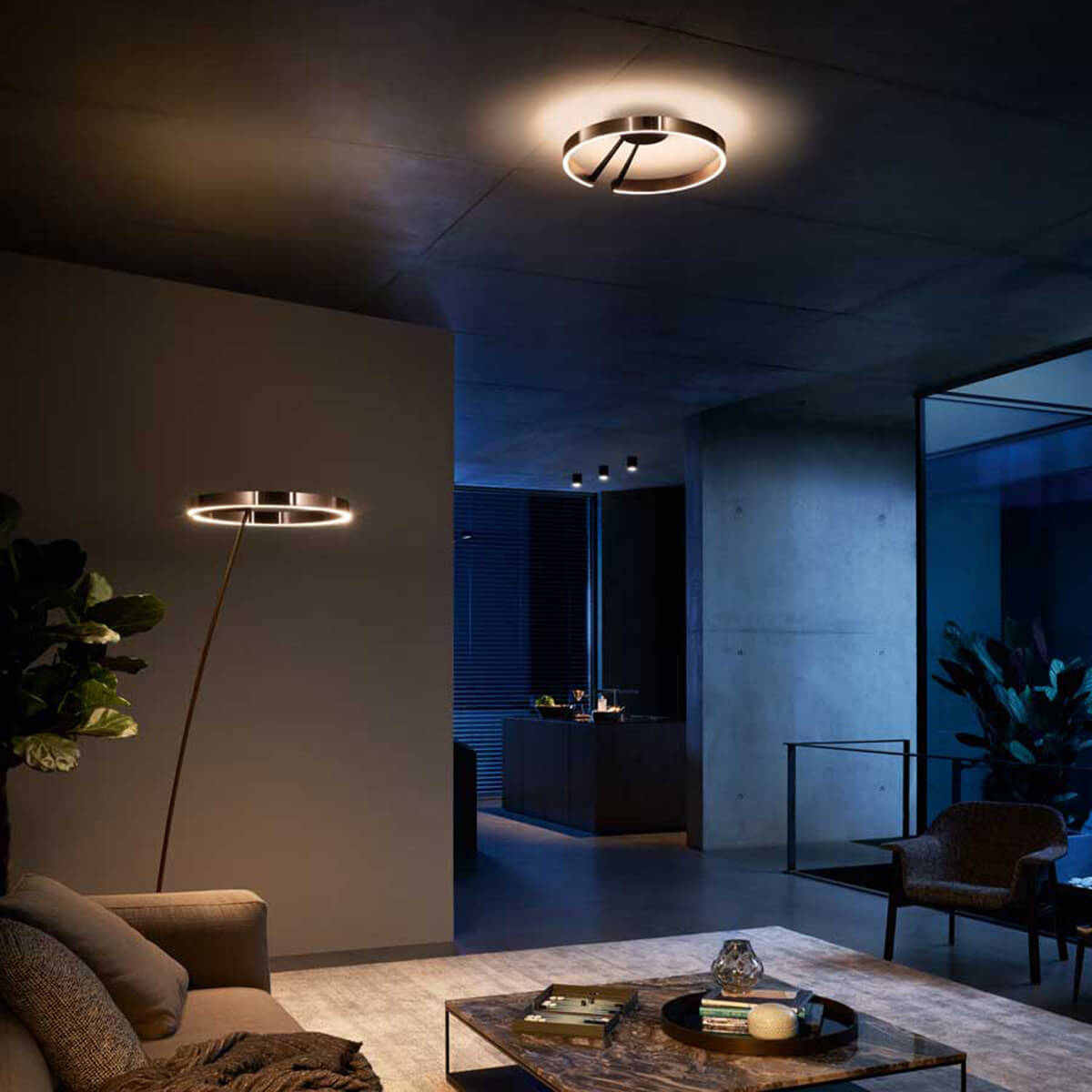 Occhio Mito aura 40 narrow LED Deckenleuchte, Base: schwarz matt, Roségold