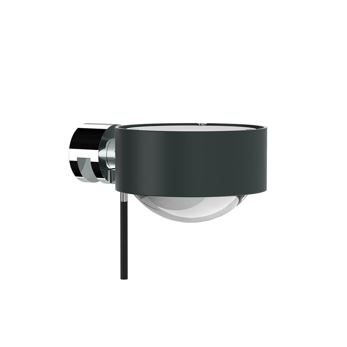 Top Light Puk Mini Fix + LED Klemmleuchte, anthrazit matt / Chrom, mit Glas satiniert / Linse klar (nicht inbegriffen)
