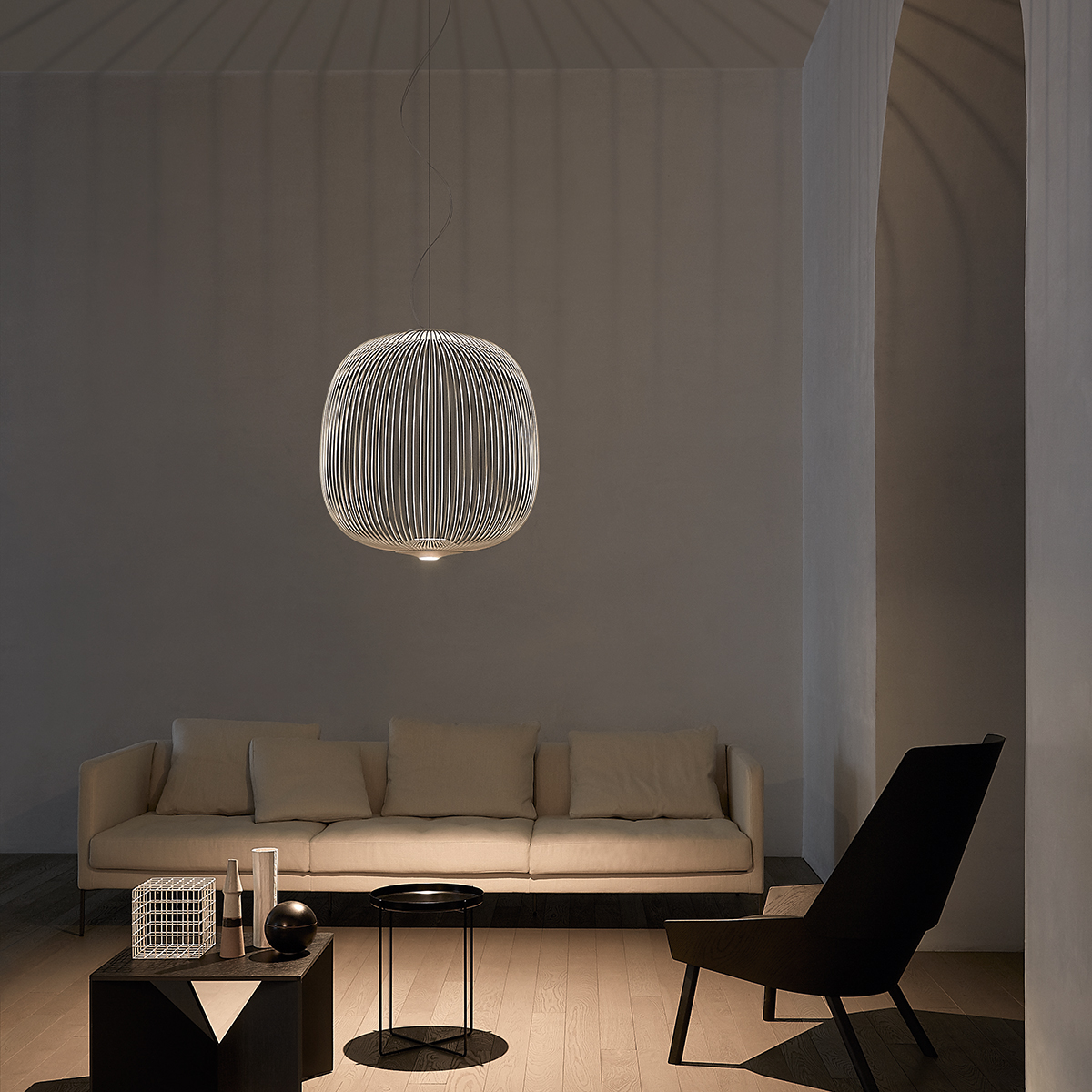 Foscarini Spokes 2 Large LED Sospensione, bianco (weiß)