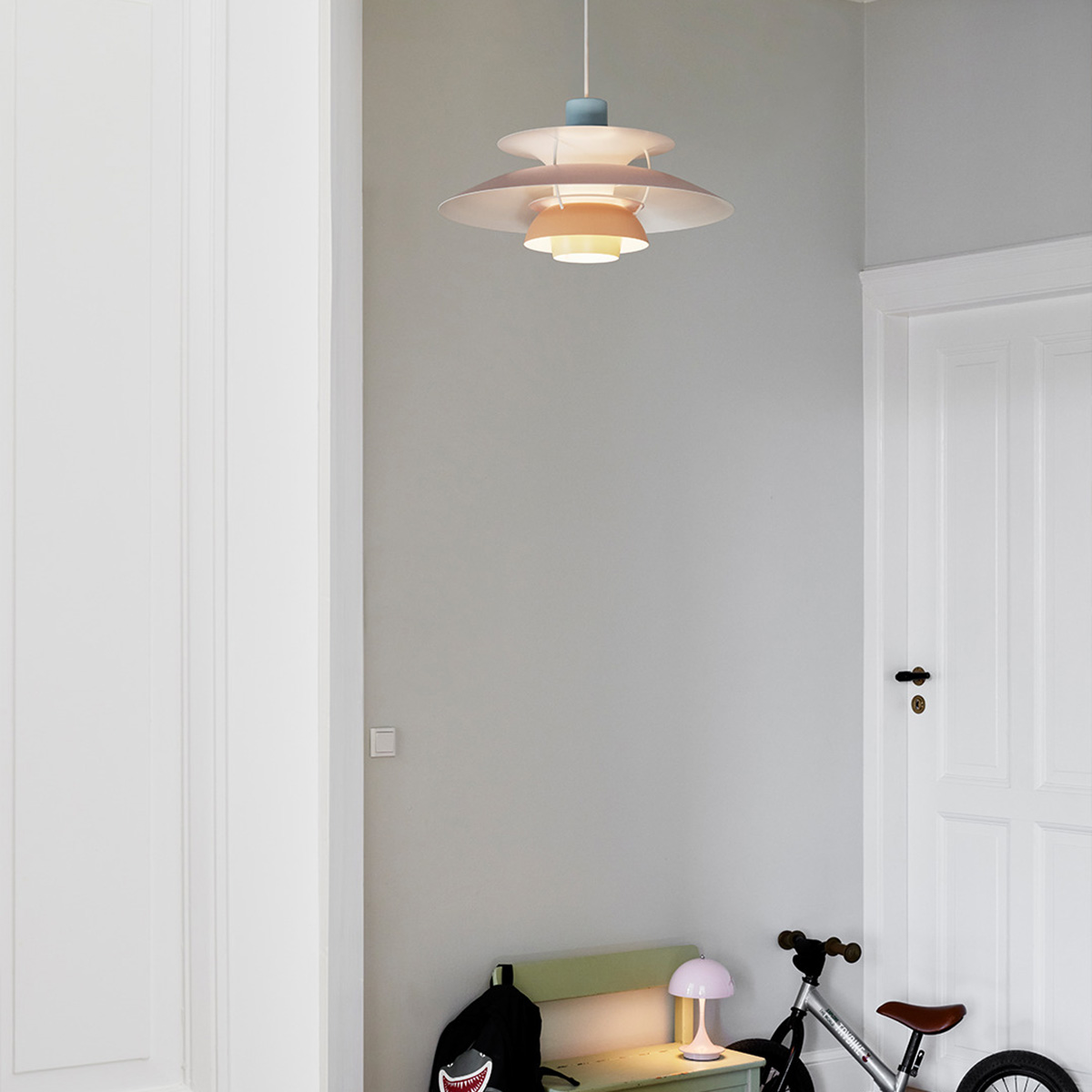 Louis Poulsen PH 5 Pastels Pendelleuchte, blau / rosa / pfirsich