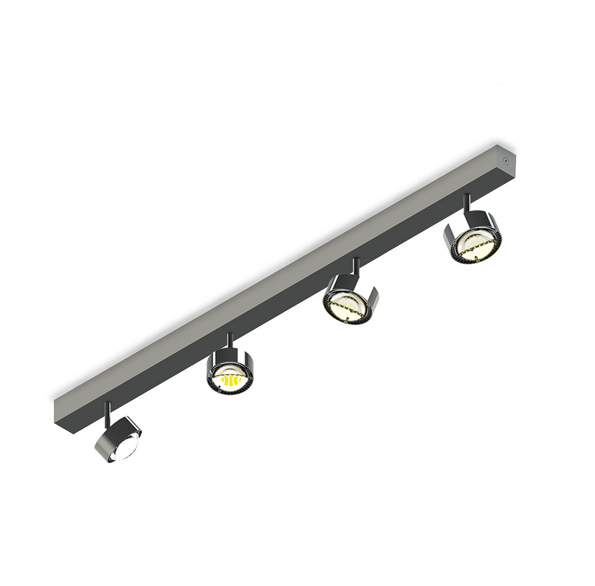 Top Light Puk Choice Turn Deckenleuchte, 105 cm, Chrom, mit Linsen klar