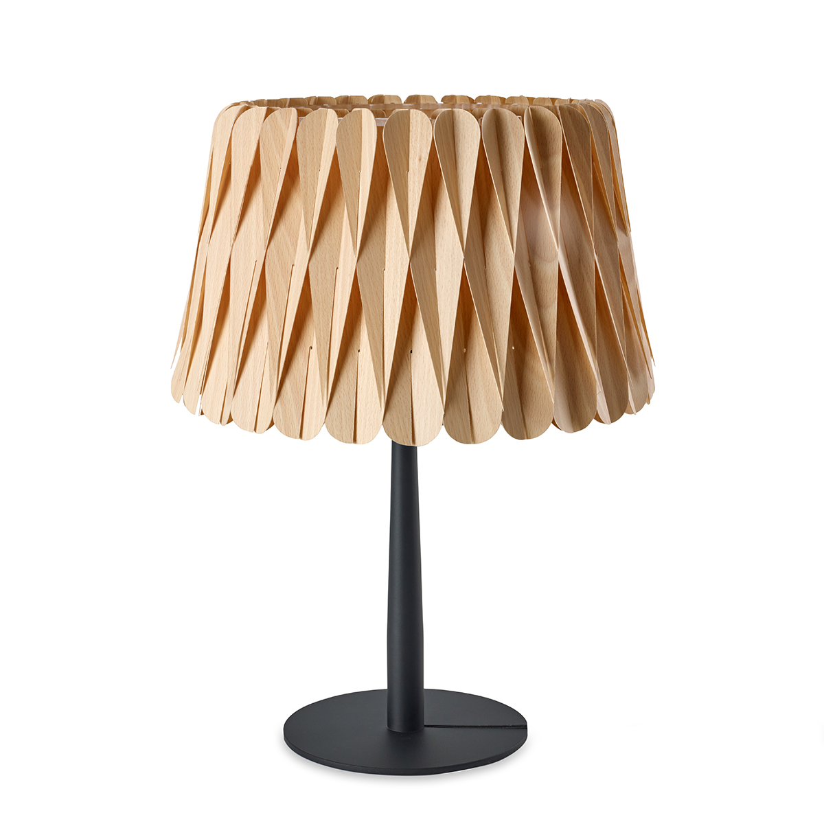 LZF Lamps Lola Medium Tischleuchte, mattschwarz, Schirm: Buche