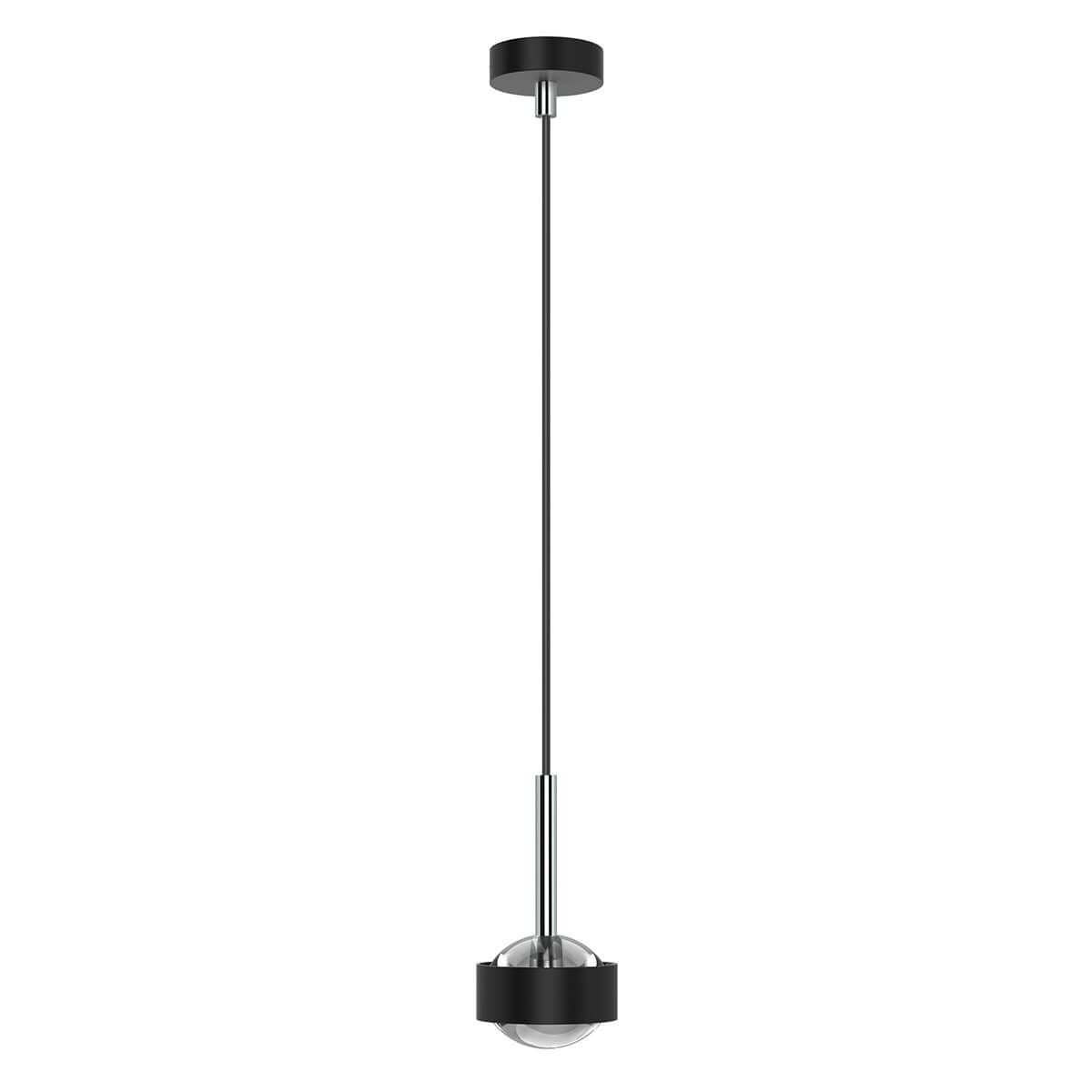 Top Light Puk Mini Drop Solo LED Pendelleuchte, Gehäuse, schwarz matt / Chrom, mit Linse klar (nicht inbegriffen)