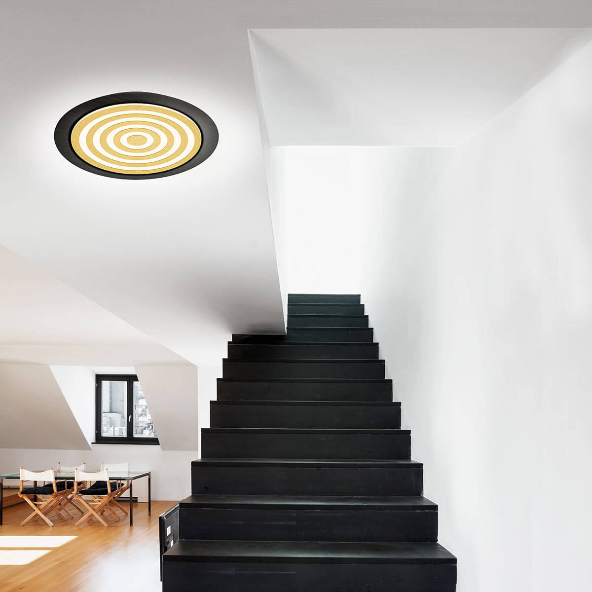 Bopp Plus Athos LED Deckenleuchte, rund, mit ZigBee, schwarz geschliffen / Gold eloxiert