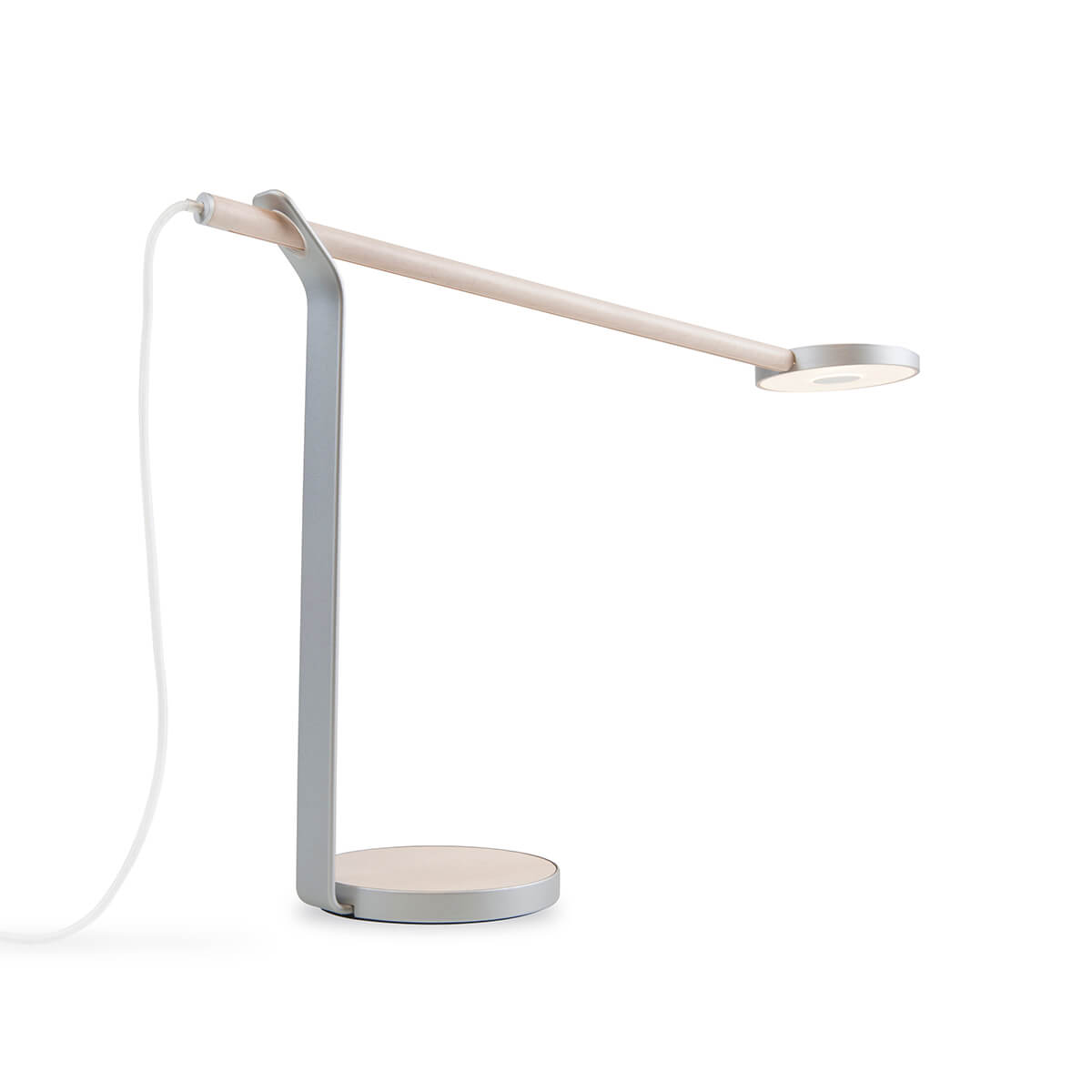 BellXpress Gravy LED Tischleuchte, Ahorn/Silber, Kabel: weiß