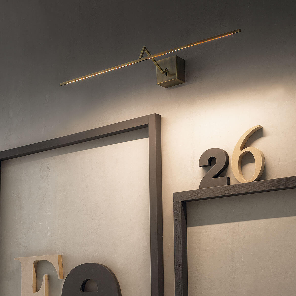 Icone Zeta LED Bilderleuchte, Länge: 70 cm, Bronze gebürstet