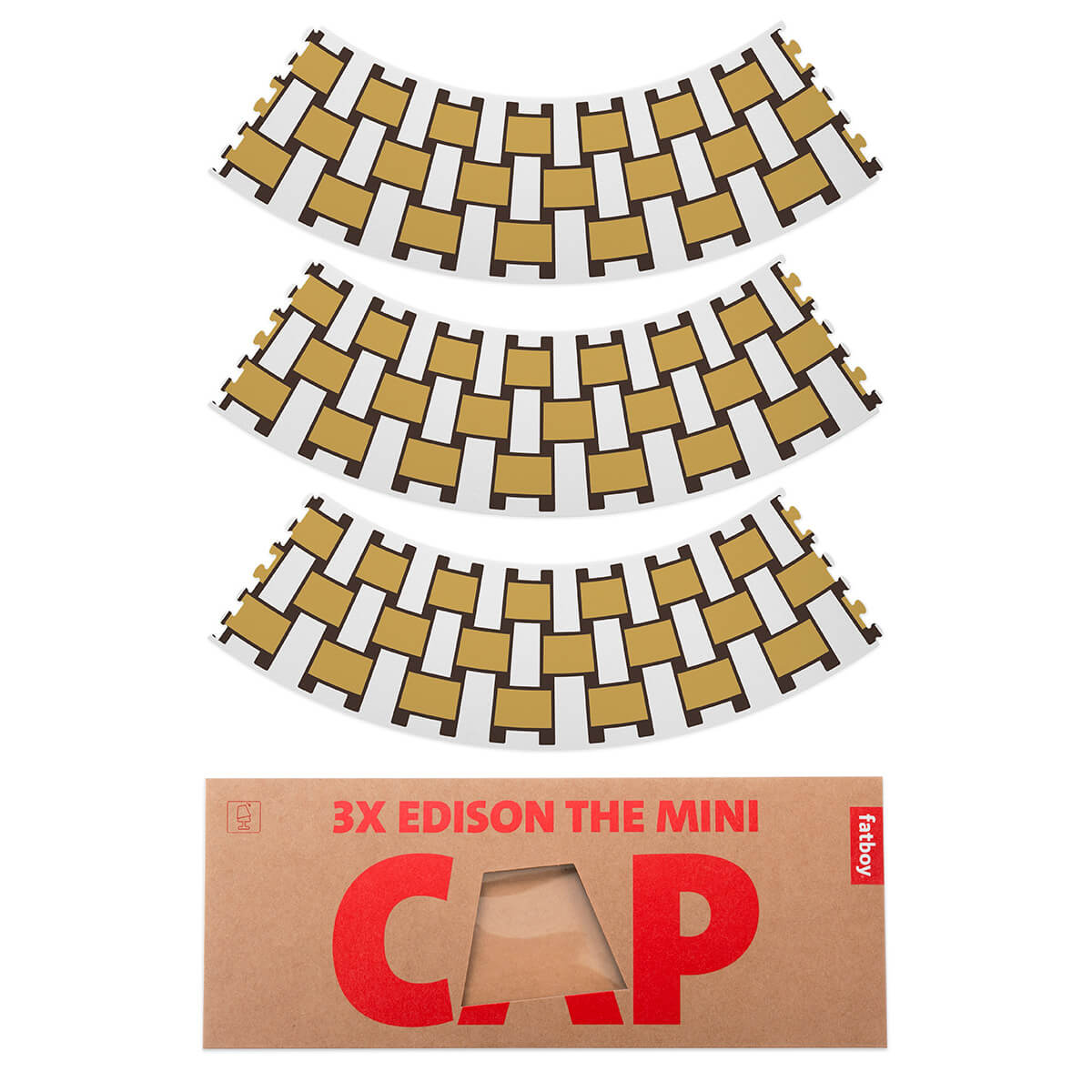 Fatboy Mini Cappie Basket Weave, 3er-Set, für Edison the Mini, Basket Weave Gold Honey, Verpackung