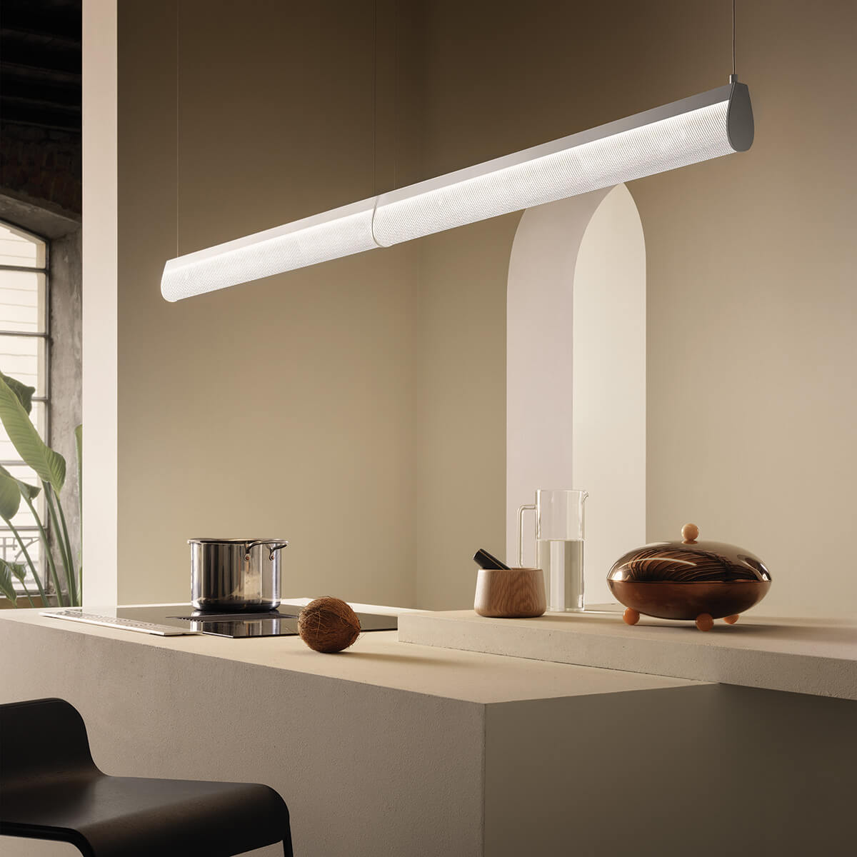 Slamp Modula Double LED Suspension, hellgrau / Crystal