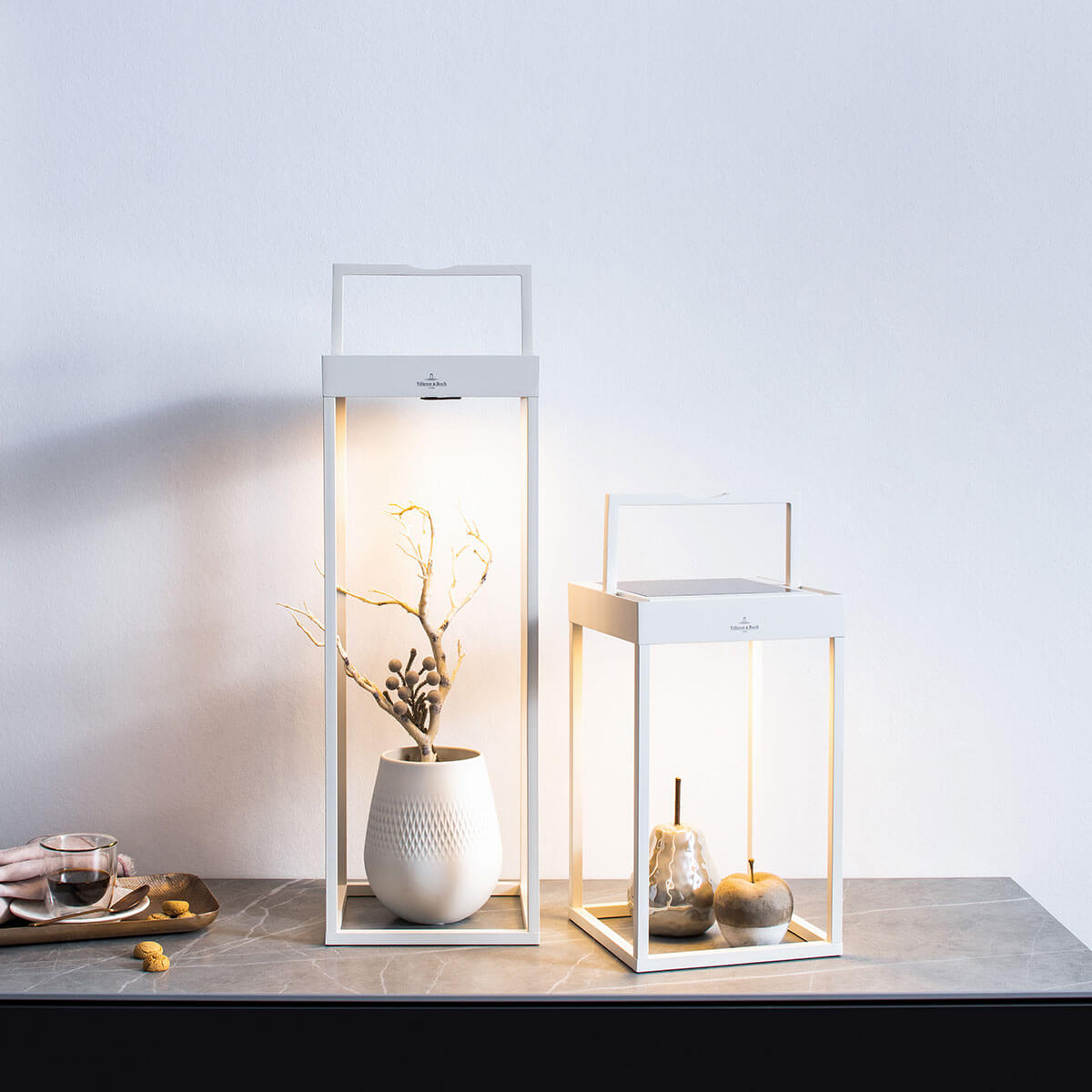 Villeroy & Boch Cannes LED Akku-Solarleuchte, Höhe: 30 und 50 cm, weiß