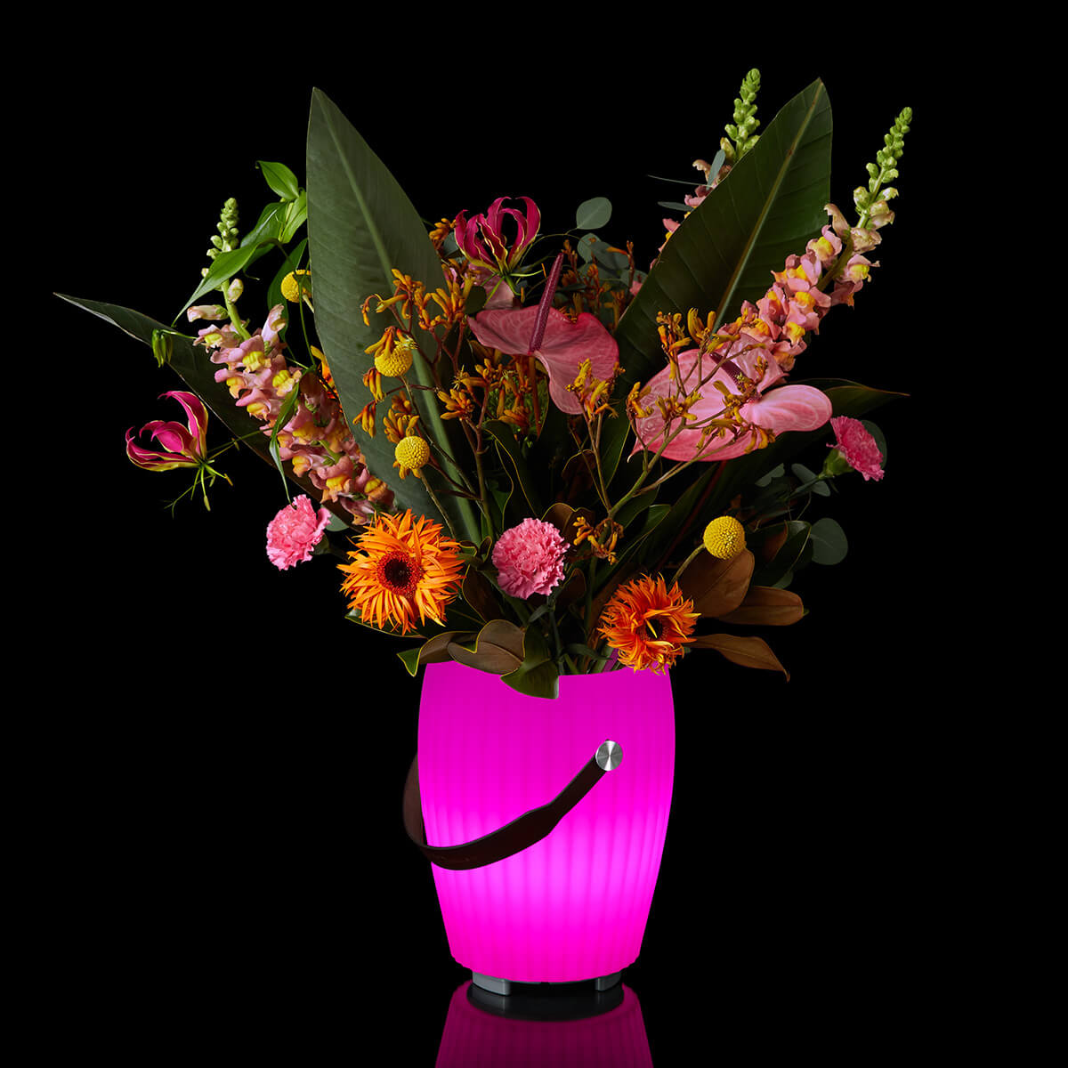 Joouls The Joouly Bowl M LED Akkuleuchte, Bluetooth Lautsprecher & Weinkühler, weiß, Verwendung als Blumenvase