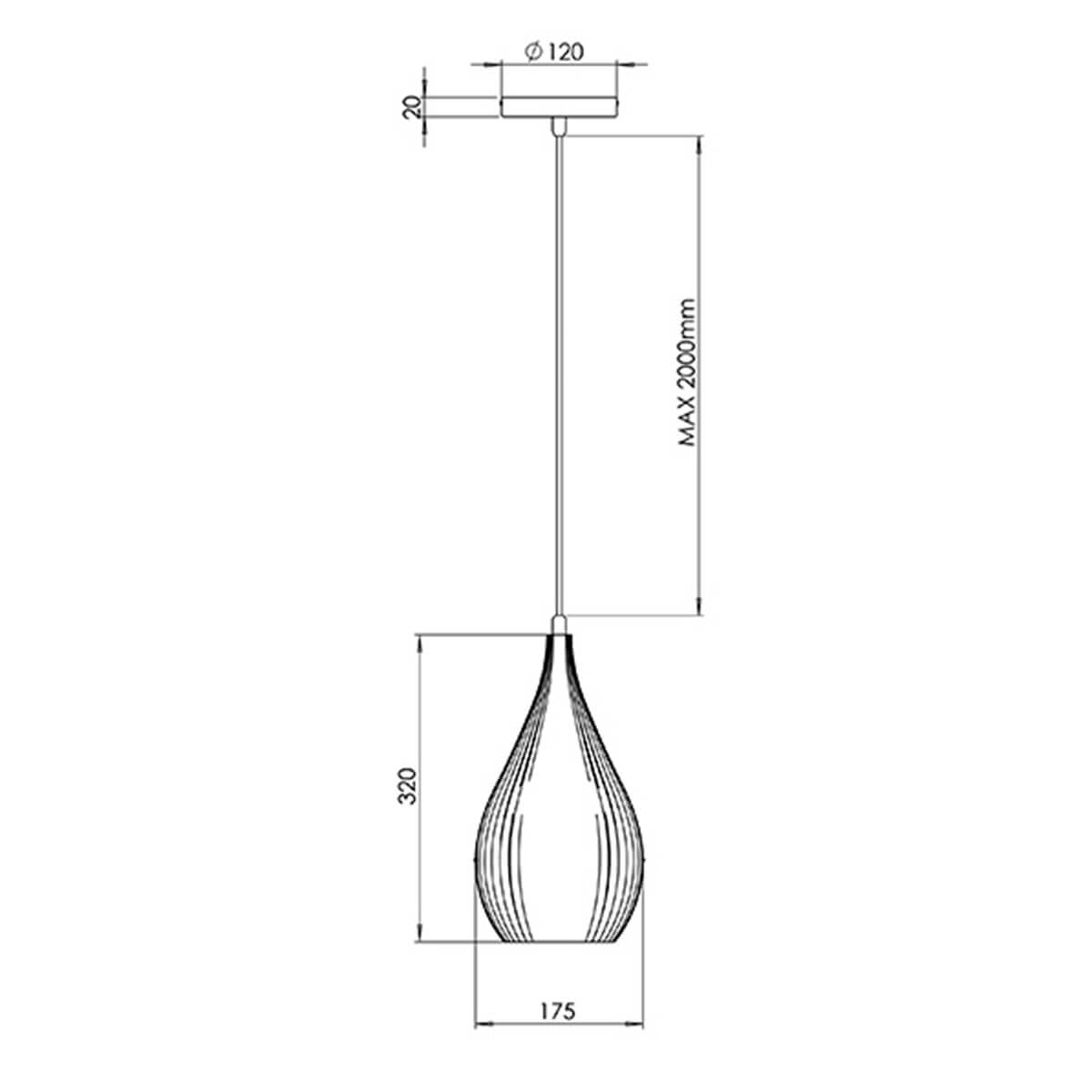 Fabas Luce Lisa Pendelleuchte, Maßzeichnung