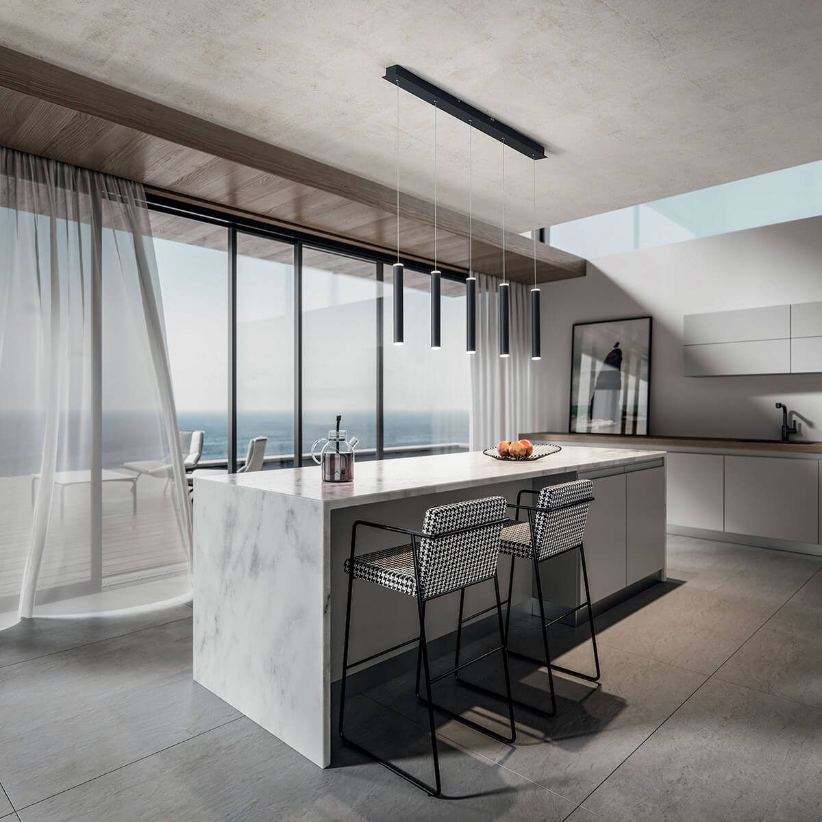 Fabas Luce Prado LED Pendelleuchte, 5-flg., schwarz