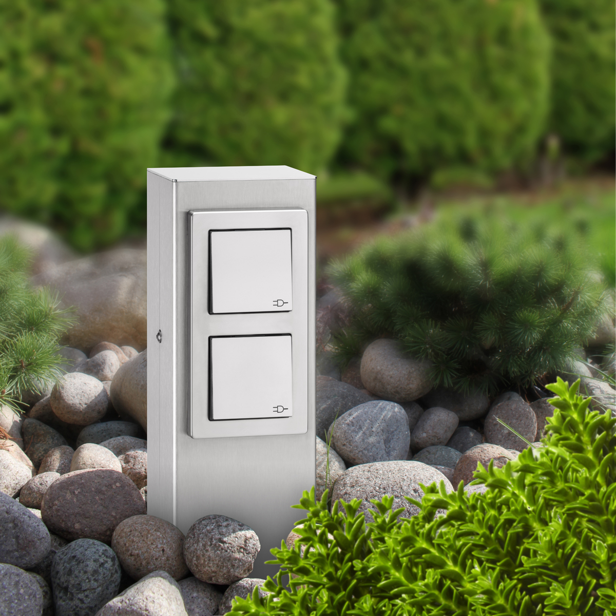 LCD Außenleuchten 020/021 Steckdosensäule, Edelstahl