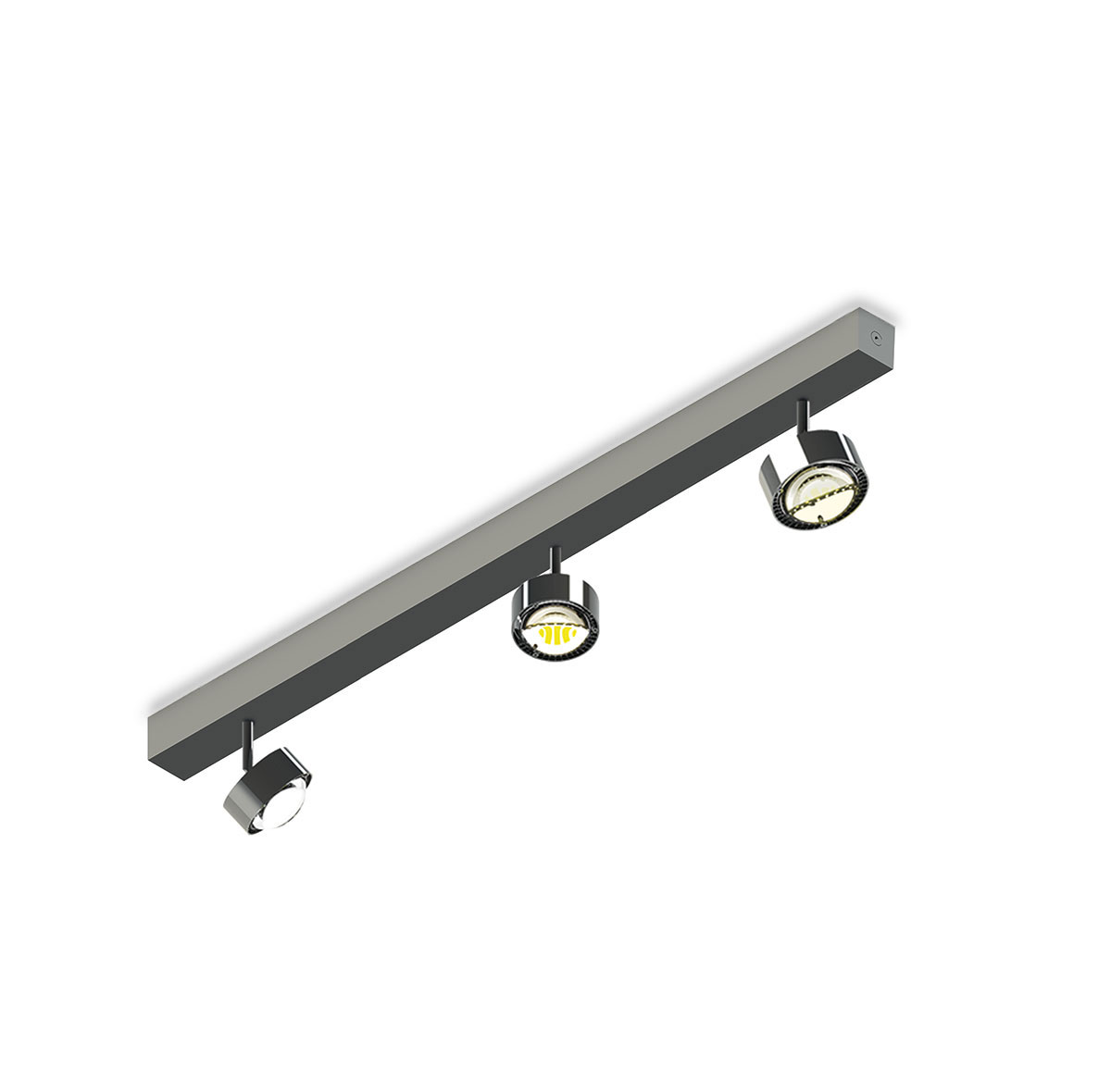 Top Light Puk Choice Turn Deckenleuchte, 85 cm, Chrom, mit Linsen klar