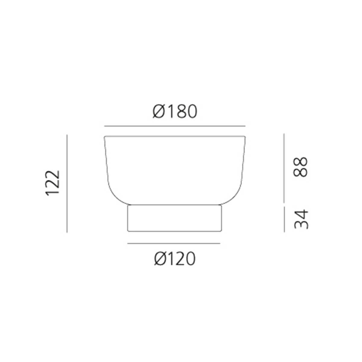 Artemide Bontà Base mit Glasschale, Maßzeichnung