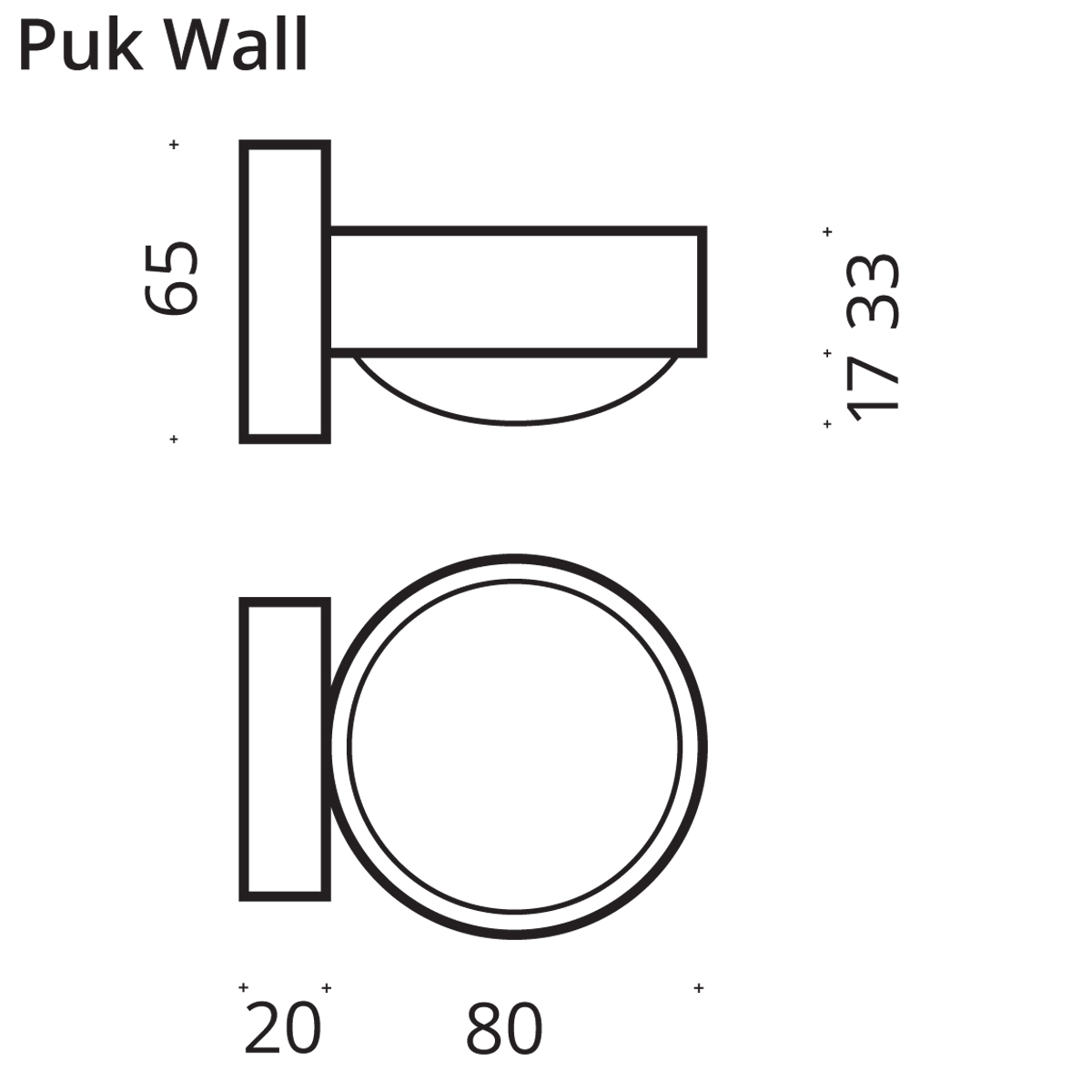 Top Light Puk Mini Wall LED Wandleuchte, Maßzeichnung