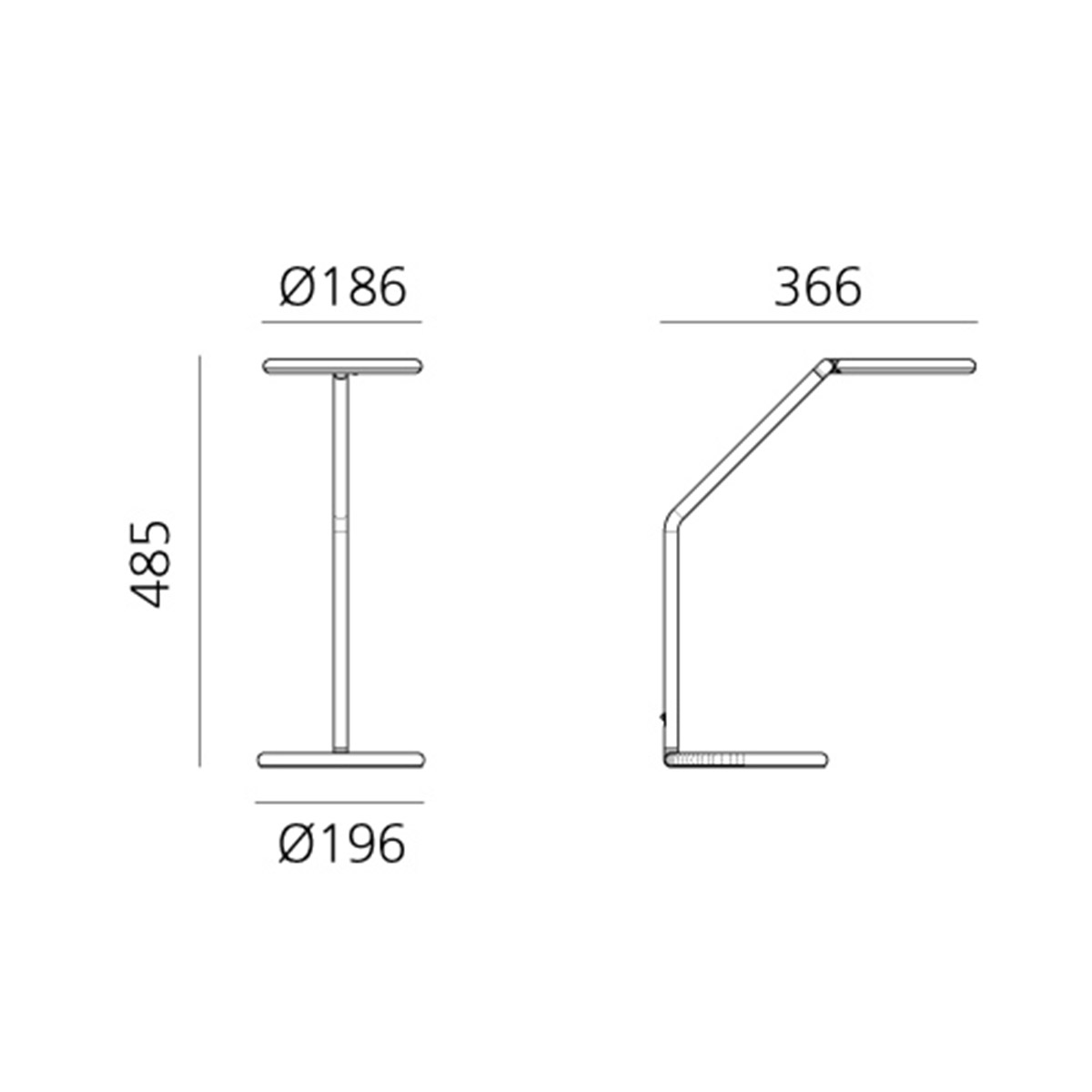 Artemide Vine Light LED Tavolo, Maßzeichnung