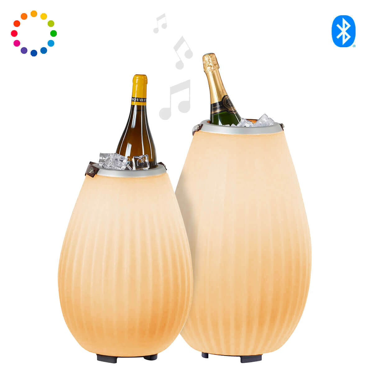 Joouly 2er Set The Joouly LED Akkuleuchte, Bluetooth Lautsprecher & Weinkühler, small + medium (Dekoration nicht inbegriffen)