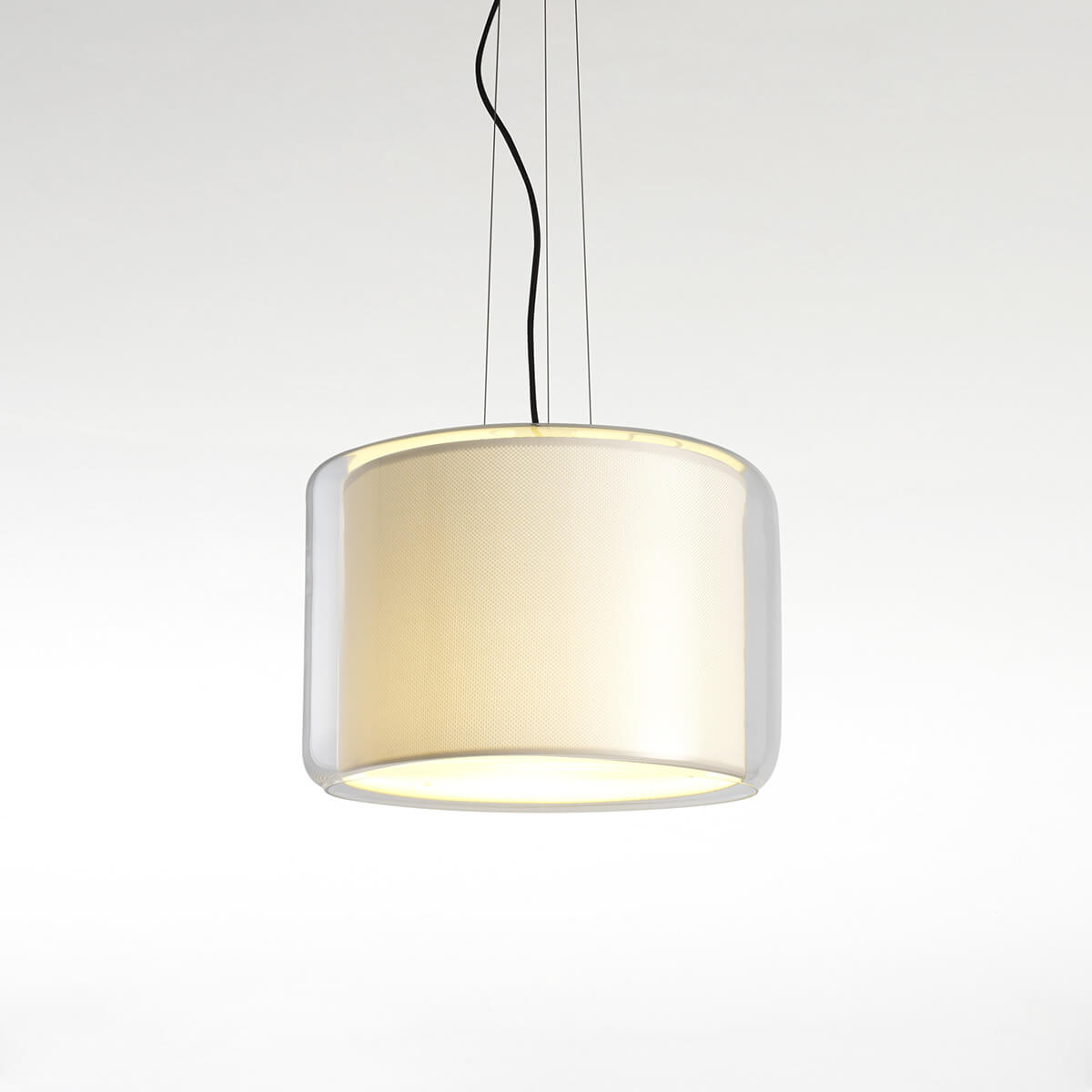 Marset Mercer 30 Pendelleuchte, Schirm: Glas / Stoff perlweiß