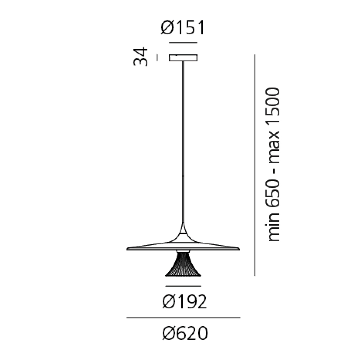 Artemide Ipno LED Sospensione, Maßzeichnung