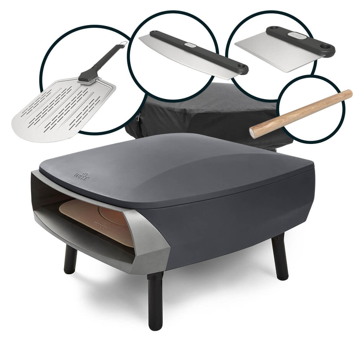 Witt ETNA Rotante Pizzaofen, 2 Brenner, rotierend, Sorglos-Paket, graphit matt