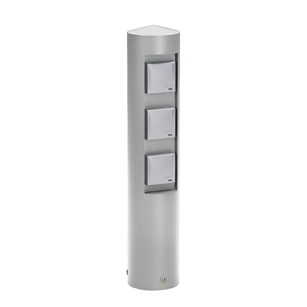 Albert Leuchten 2102 Steckdosensäule, 3-fach, Silber