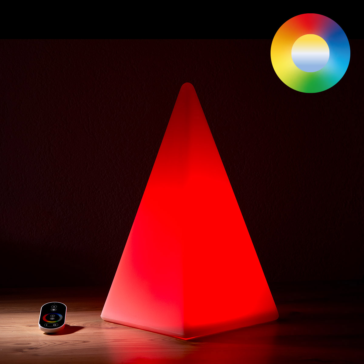 Epstein-Design Pyramide RGB LED Akkuleuchte, Höhe: 36 cm, weiß