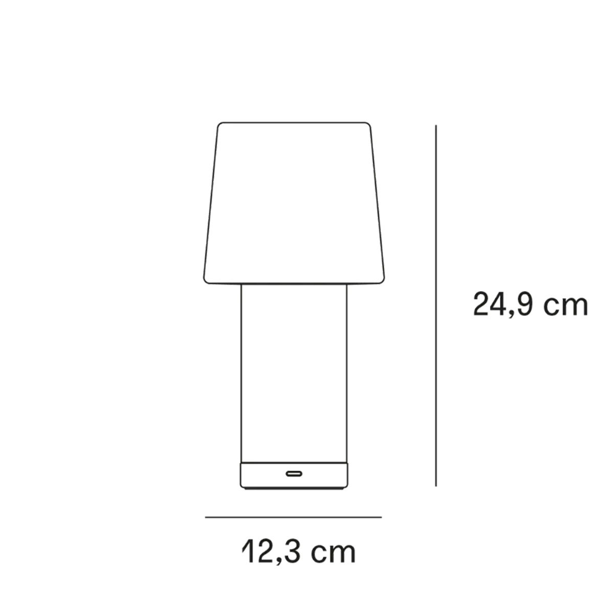 Fontana Arte Cameo LED Akkuleuchte, Maßzeichnung