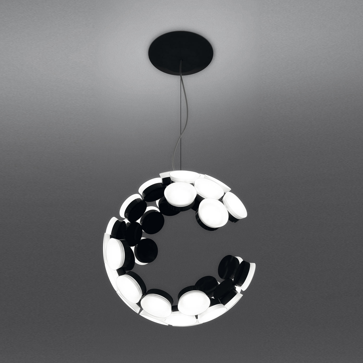 Artemide Design Scopas LED Sospensione App kompatibel, schwarz / weiß