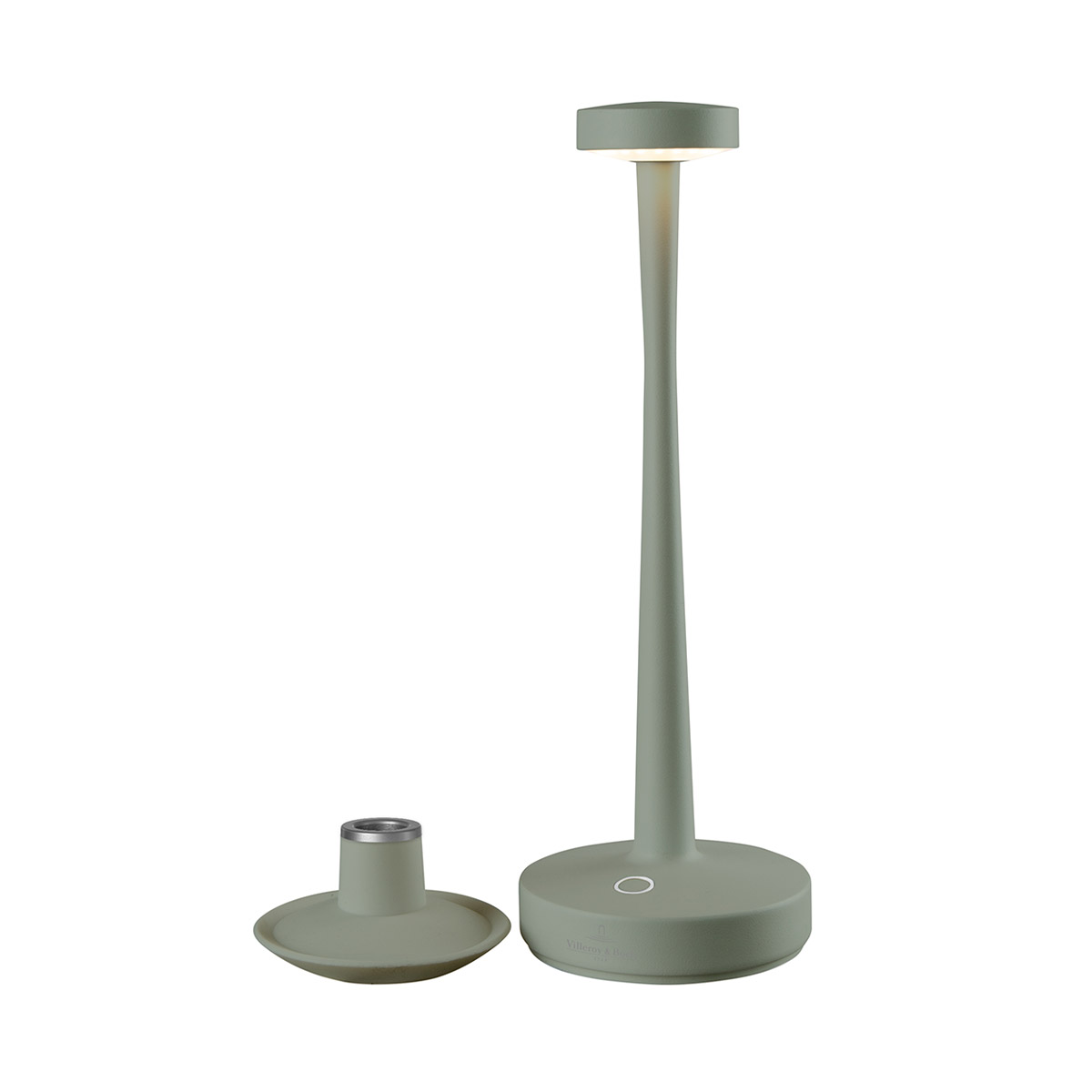 Villeroy & Boch Aarhus LED Akkuleuchte & Kerzenständer, olivgrün, abnehmbarer Kerzenhalter