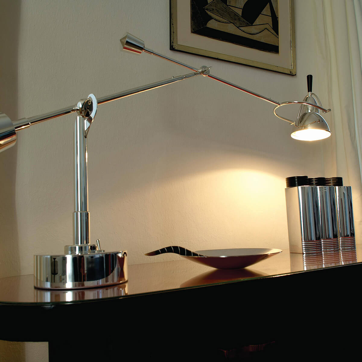 Tecnolumen EB 27 Schreibtischleuchte, Metall versilbert (90er Auflage)