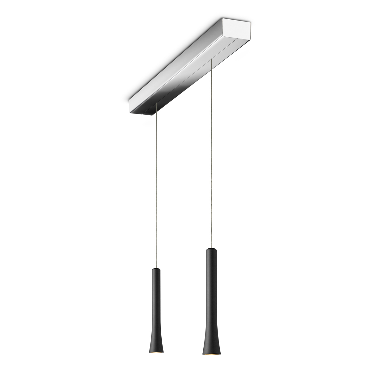 Oligo Rio LED Pendelleuchte, 2-flg., unsichtbare Höhenverstellung, Baldachin: Chrom, schwarz matt
