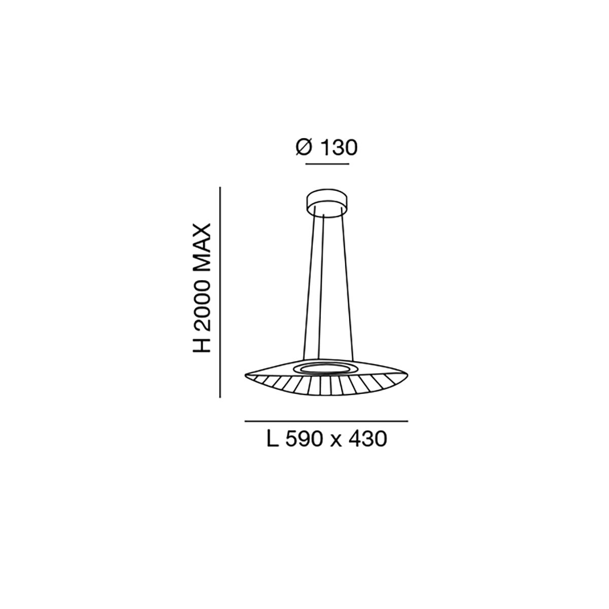 Fabas Luce Vela LED Pendelleuchte, 59 x 43 cm, Maßzeichnung