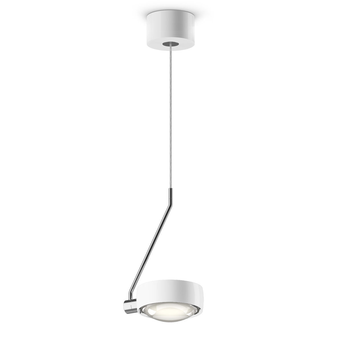 Occhio Sento E filo singolo var up LED Pendelleuchte, 2700 K, variabel, Chrom / weiß glänzend Sento E filo singolo var up "air" LED Pendelleuchte, 2700 K, variabel